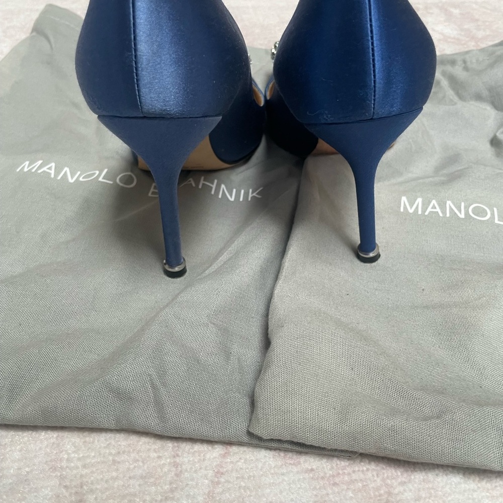 Manolo Blahnik Royal Blue Hangisi 70mm heel - Picture 9 of 9